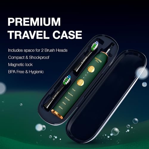 Wagner Stern WT8900 Series Electric Toothbrush ? Whitening & Pressure Sensor, 5 Modes, 3 Intensities, 8 Soft Brush Heads, Rechargeable, Travel Case Included