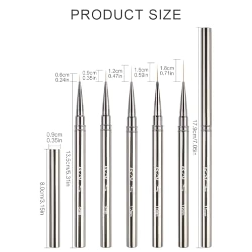 KADS Fine Liner Nail Brush Metal Handle Nail Painting Design Brush Drawing Pen 6mm 9mm 12mm 15mm 18mm (15mm)