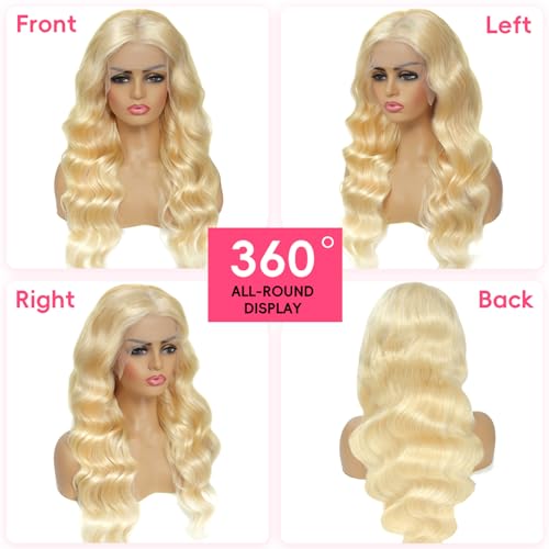 30 Inch 613 Lace Front Wig Human Hair 200 Density 613 HD Lace Frontal Wig 13x6 Blonde Body Wave Lace Front Wigs Human Hair Pre Plucked Blonde Wig Human Hair