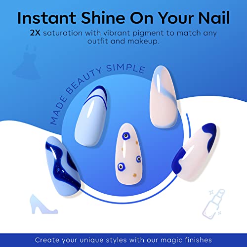 modelones Blue Gel Nail Polish Set 6 Colors, Royal Sky Blue Glitter Nail Gel Polish Kit Light to Dark Shades Soak Off Nail Art Salon Design Home Manicure Holiday Gift