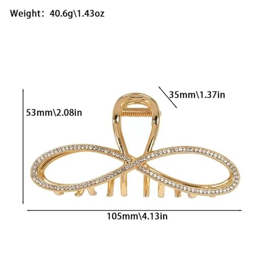 2-Pack Rhinestones Hair Claw Clip for Women, Large Gold and Sliver Metal Elegant Hair Clips Grils Bling Bow Shaped Claw Clip Hair Accessories