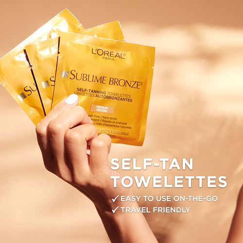 L'Oreal Paris Sublime Bronze Self Tanning Towelettes, Streak-Free, Natural Looking Tan, 6 ct (Pack of 2)