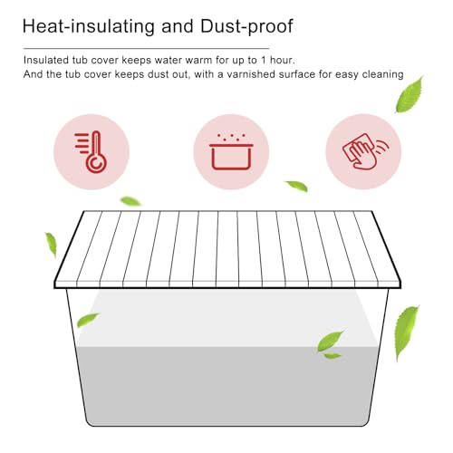 Bathtub Tray, Foldable Anti-dust Bathtub Cover Bath Insulation Cover, PVC Shutter Bath Lid Fit Most Tubs, Can Store Wine Glass, Books, Tablets, Cellphones
