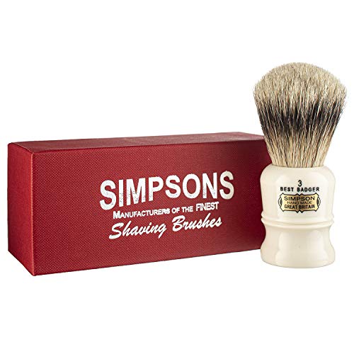 Simpsons Duke 3, D3 Best Badger Shaving Brush - High Density Knot, Hand-Turned Ivory Handle, Premium Wet Shave Experience Thick Luxurious Lather, Dense Extra Soft Bristles Deluxe Comfort & Performance