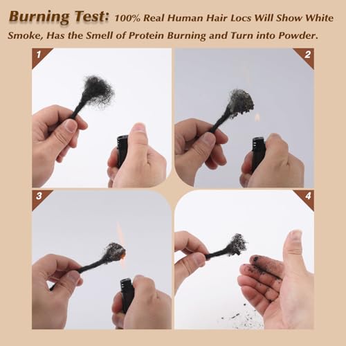 Loc Extensions Human Hair Dreads Extensions for Men Women Dreadlock Extensions Real Human Hair Locs Extension Natural Black Full Handmade Permanent Locs Hair Extensions (0.4cm 1B 8 Inch 100 Strands)