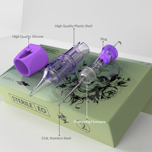 Wormhole Tattoo Needles 20PCS Tattoo Cartridge Needles 3RL Needle Cartridge Round Liner Disposable Finger Ledge Cartridges Compatible with Tattoo Gun Tattoo Machine Tattoo Supplies 1203RL