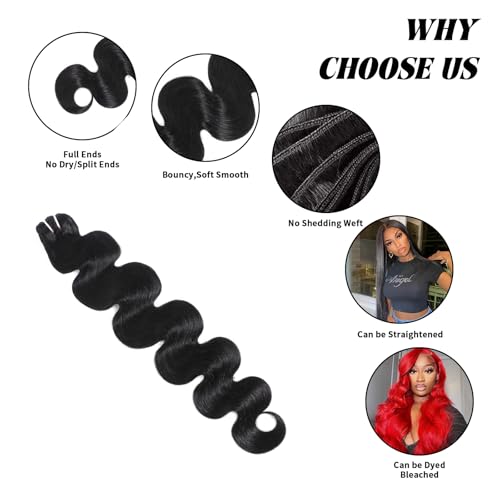 15A Raw Indian Human Hair Bundles Body Wave Bundles Human Hair,Triple Lifespan Virgin Remy Hair,No Tangle Shedding,Keep Texture Silky Soft After Multiple Washes (1 Bundle Natural Black, 30 inch)