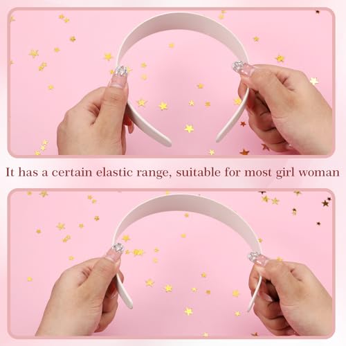 Hotop 100 Pcs Plastic Headbands Bulk 1 Inch Wide Craft No Teeth Plain Headbands DIY Hair Band Accessories for Girls Women (White,1 Inch Wide)