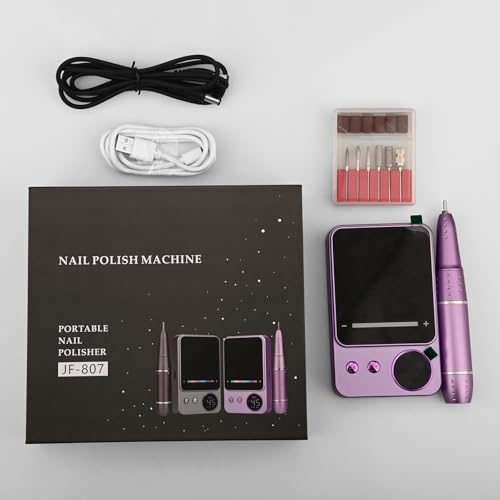 Urbuti Electric Nail Drill Professional 45000RPM, Portable Smart Touch Display Electric Nail File, 4000mAh Rechargeable Nail Drill Kit for Remover Acrylic & Gel Nails Manicure for Salon Home