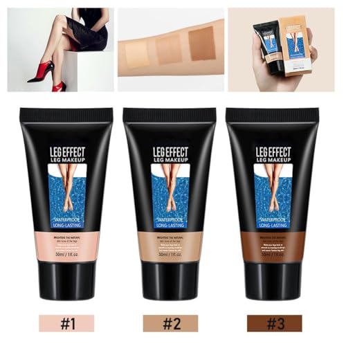 Leg Makeup Waterproof Tanning Flawless Body Foundation Lotion, Leg and Body Scar Cover up Makeup/Tattoo Cover Up, Beach Legs Glow? Cream(#2 Medium Golw, 30ml)