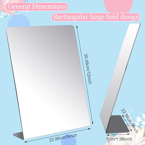 Amyhill 16 Pcs Counter Top Mirror Freestanding Mirror Single Sided Acrylic Desk Glass for Tabletop Bedroom, Office, Bathroom, Dorm, Home (9 x 10 Inch)