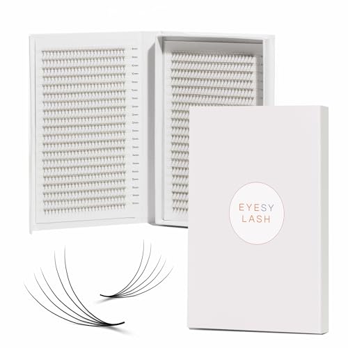 Eyesy Lash 1200 Easy Promade Fans - 5D 0.07 Curl CC Mixed Lengths 8-16mm - Ultra Speed 40 Lines Eyelash Trays Volume Premade Lash Fans Handmade Pre Made Eyelash Extensions Fluffy Soft Pointy Base