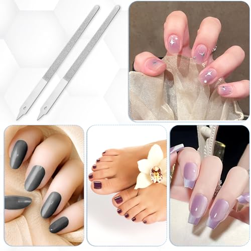 Diamond Dust Nail File Metal Nail File 6 Inch Dust Nail File Diamond Dust Nail Files for Natural Nails Stainless Steel Fingernail Files with Pointed Tip for Manicure, Pedicure(2 PCS)