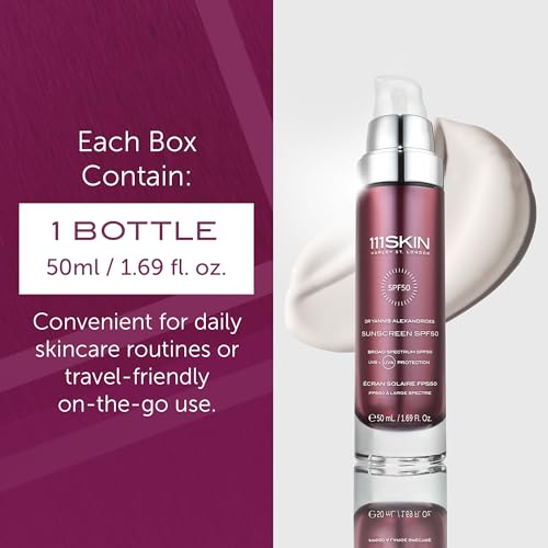 111SKIN Sunscreen SPF 50, Mineral Face and Non Greasy Sunscreen for Daily Use, Broad-Spectrum UVA/UVB and Blue Light Protection, Niacinamide and Polyglutamic Acid, 50 ml