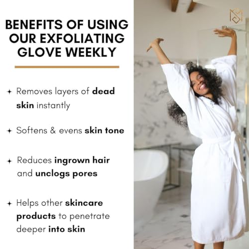 Exfoliating Glove Kessa Mitt Body Scrubber - Dead Skin Remover Shower Glove for Dead Skin Scrubbing and Deep Pore Cleansing - by MoroccanSource (1 Pack Black)