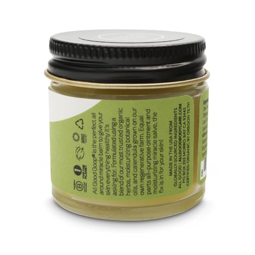 All Good Goop Organic Skin Care Recovery Balm - All Purpose Ointment w/Calendula, Lavender, Beeswax - Chafing Cream, Dry Skin Salve, Cracking Lip Moisturizer - Soothes, Hydrates & Calms - 1oz
