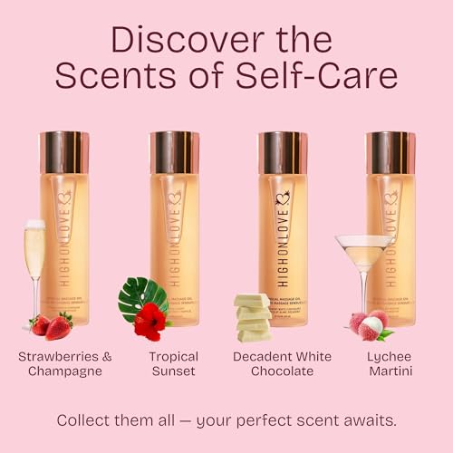 HIGHONLOVE Natural Body Oil with Hemp Seed, Grape Seed, & Vitamin E Oil - Moisturizing Body Glow with a Non-Greasy, Glowy Finish by High On Love (120 ml) (Tropical Sunset)