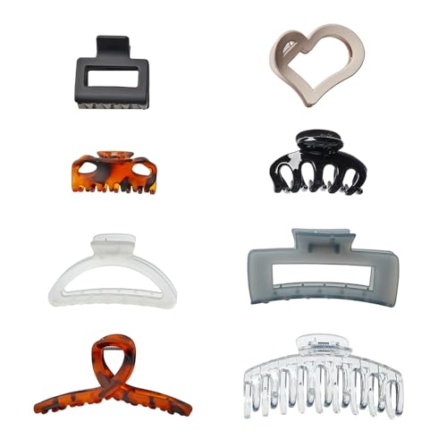 Scunci by Conair 8 piece claw clips set - claw clips for thick hair - hair accessories for women - Neutral Colors
