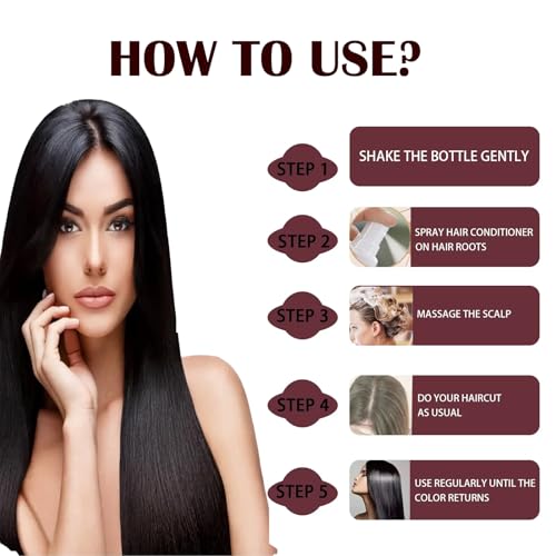 Herbal Gray Hair Spray, Hair Darkening Conditioner Spray, Herbal Hair Coloring Spray, Hair Darkening Conditioner, Reverse Grey Hair,Hair Coloring Essence for 4 Weeks Gradual Results (1-pcs)