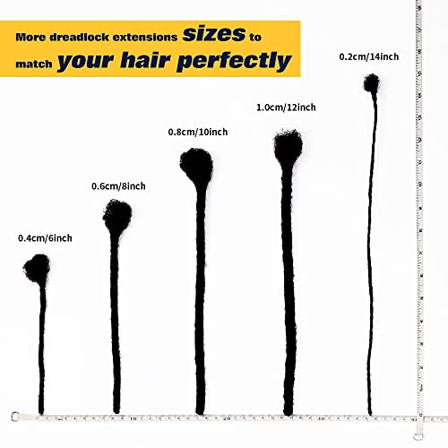 Dreadlock Extensions Human Hair 8 Inch 0.4cm Width 70 Strands Loc Extensions for Man/Women Handmade Permanent Soft Locs with Needle and Comb