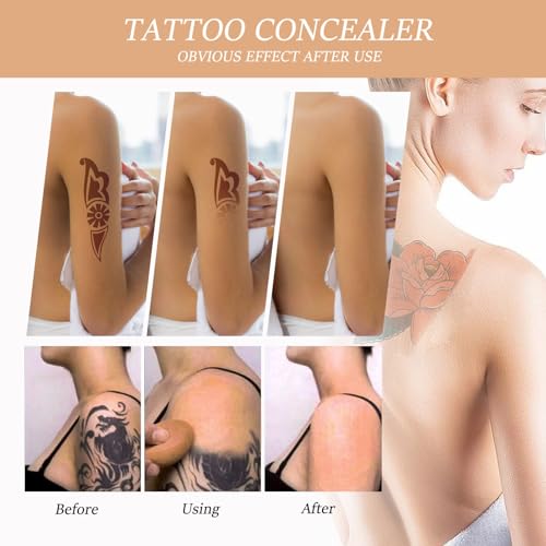 Tattoo Cover Up, Invisible Waterproof Concealer,Long Lasting Professional Skin Makeup Concealer Kit for Body Leg Tattoo, Scars, Dark Spots,Birthmarks,Gift for Men and Women