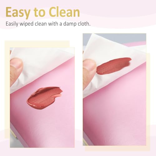 Nail Arm Rest, Foldable Arm Rest for Nails Tech, PU Leather Manicure Arm Rest, U Shaped Hand Rest for Nails tech, Manicure Hand Rests for Foot Hand Rest, Pink
