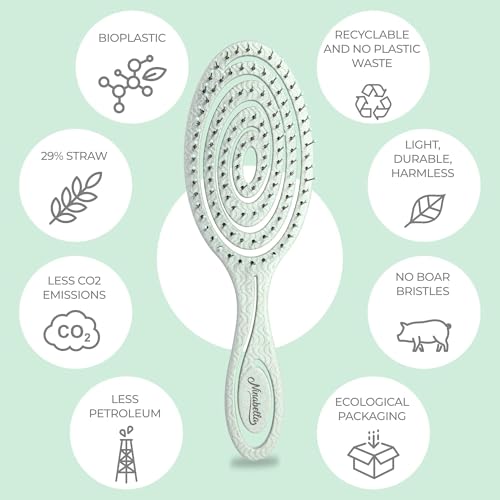 Ninabella Detangle Hair Brush for Women & Men - Does not Pull - Straightening Brushes for Straight & Curly Hair - Unique Spiral Detangling Hairbrush - Green