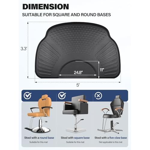 Lanstics 3.3ft. x 5ft. Salon Floor Mat, Anti Fatigue Barber Shop Chair Mat for Hair Stylist Barber Station Mat Beauty Floor Mats for Barber Chair Office Comfort Floor Mat for Salon & Barber