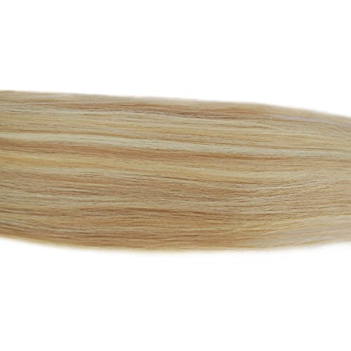 Human Hair Clip in Extensions Black Brown Blonde Straight 18 20 22" 100gm (22, 12/613-Light brown highlighted with light blonde)