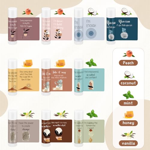Leelosp 50 Sets Positive Affirmation Gifts Set for Women Lip Balm Bulk with Positive Daily Affirmation Cards, Motivational Encouragement, Self Care Gifts for Stress Relief, Mental Health Awareness