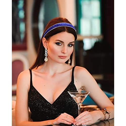 Wecoe Headband, Women's Rhinestone Headband, Fashion Headband, Navy Blue, Holiday, Formal Hair Accessories, Sparkly Crystal Diamond Headband, Thin Headband, Girls, Gift