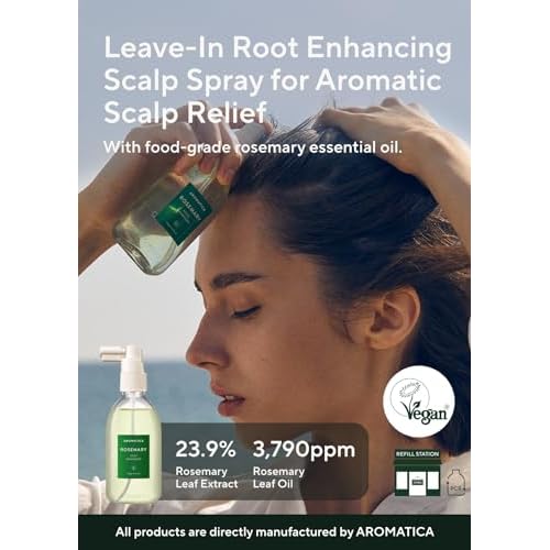 AROMATICA Root Enhancer (2 Packs) Rosemary Water Spray for Hair Growth ? Korean Hair Care Oil for Scalp Detox ? Flaky & Itchy & Dry Scalp Treatment ? Free from Sulfate, Silicone, and Paraben (3.38oz)
