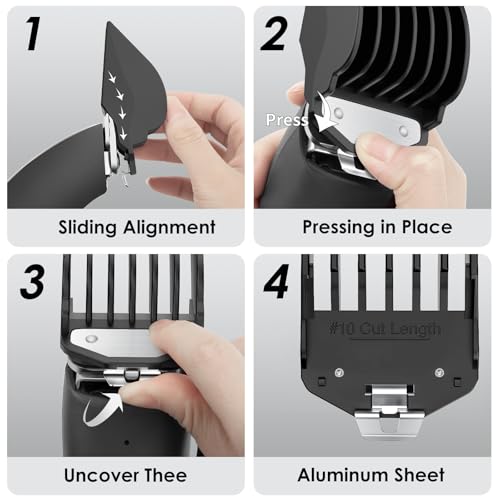 Clipper Guards for Wahl, Hair Clipper Attachments Set 10 12 16 with Metal Clip, 3 Cutting Lengths 1.25 inch/1.5 inch/2 inch, Premium Large Trimmer Combs Fits Most Full Size Wahl Clippers (3PCS, Black)