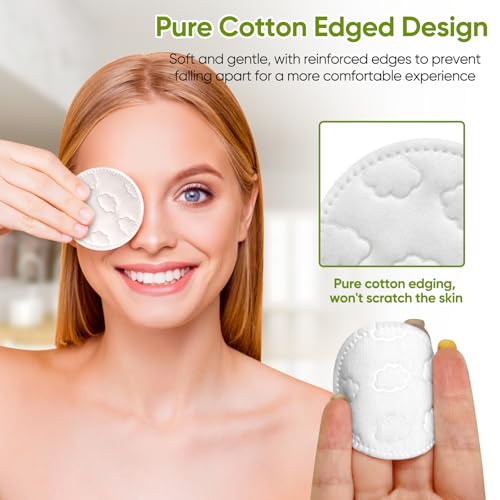 Boxed 300-Count Embossed Cotton Rounds ? 3 Unique Patterns, Lint-Free, Dual-Sided, Soft & Durable, Ideal for Makeup Removal, Skincare, Nail Polish, and Baby Care