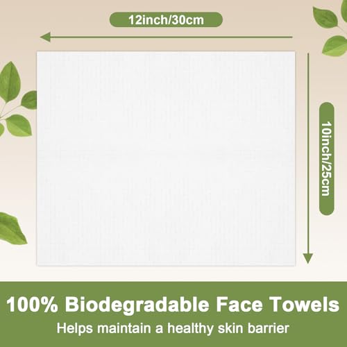 Disposable Face Towels, 50 Count Ultra Soft Biodegradable Facial Cleansing Cloths, Lint-Free Makeup Remover Cloth in Paper Box
