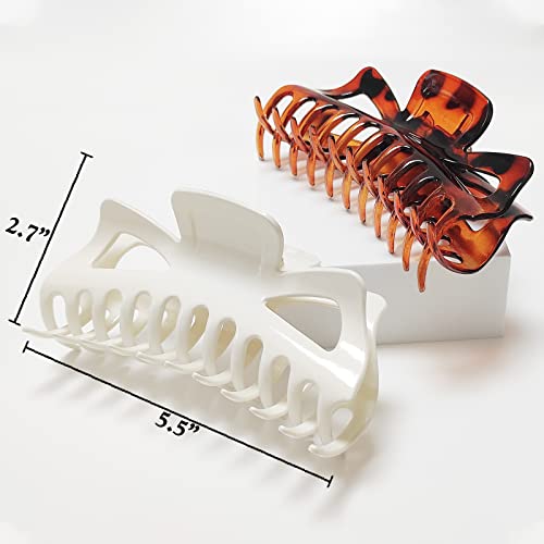 5.5¡± Large Hair Claw Clips, Big Hair Clips Enough to Hold Your Hair, Hair Clips for Women Thick Hair (Shiny-4pcs)