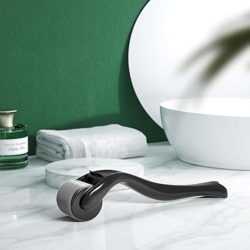 Microneedling Roller Beard Roller 540 Stainless Steel Micro Needling Roller for Hair Home Use (Black)