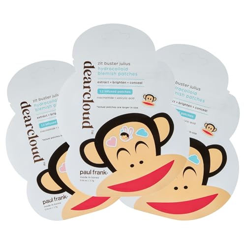 dearcloud Paul Frank Zit Buster Julius Hydrocolloid Blemish Patches, Pimple Patches for Face, Acne Spot Treatment With Niacinamide & Salicylic Acid (36 Count)