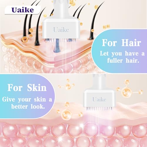 Derma Stamp - Uaike Microneedling Derma Stamp for Hair, Beard, Scalp & Face, Home Use Microneedle Roller Dermastamp for Women and Men