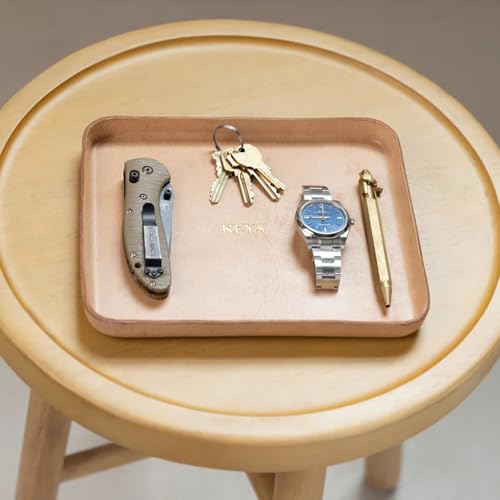 Molded Leather Valet Tray ? 100% Full Grain Vegetable Tanned Leather - Catchall Tray - Handmade in USA - EDC Organizer for Desk, Nightstand, or Dresser ? Gift for Him or Her By Northwind