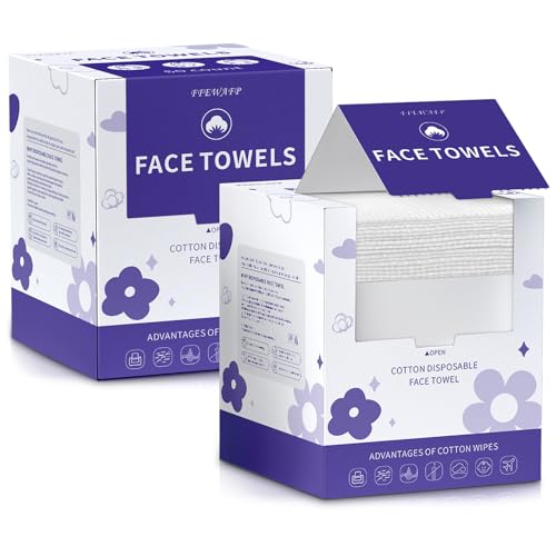 Face Towels, Disposable Face Towelette, Makeup Remover Dry Wipes 100 Count(2 Box), Soft Cotton Dry Wipes Facial Cloths Towelettes for Washing and Drying, Facial Tissue for Cleansing, Skincare