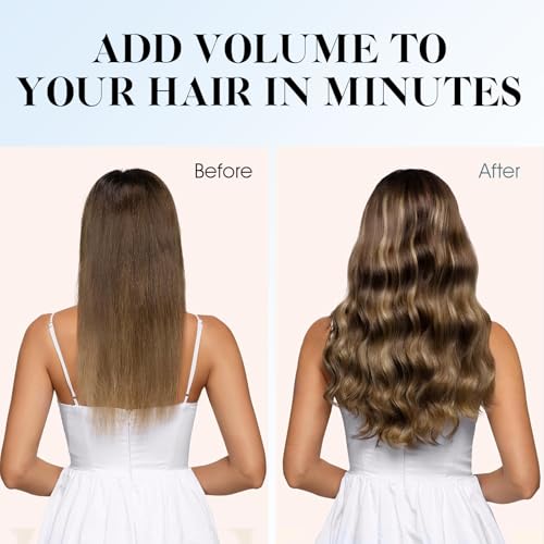SIYUSI Clip in Hair Extensions Real Human Hair, 100% Brazilian Remy Human Hair Clip Ins, Invisible & Scalp-Friendly,Honey Blonde Ombre, 7Pcs 4.23oz,24 Inch