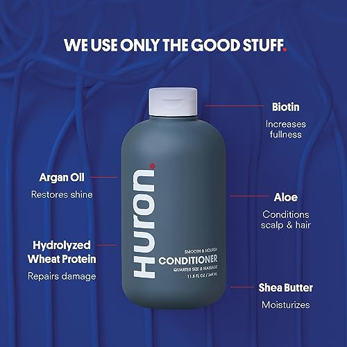 Huron Men¡¯s Conditioner - Lightweight, Hydrating Conditioner - Eliminates Frizzy Hair, Moisturizes, & Restores Shine - Clean & Invigorating Scent - 100% Vegan Ingredients & Cruelty-Free - 11.8 Fl Oz (2 Pack)