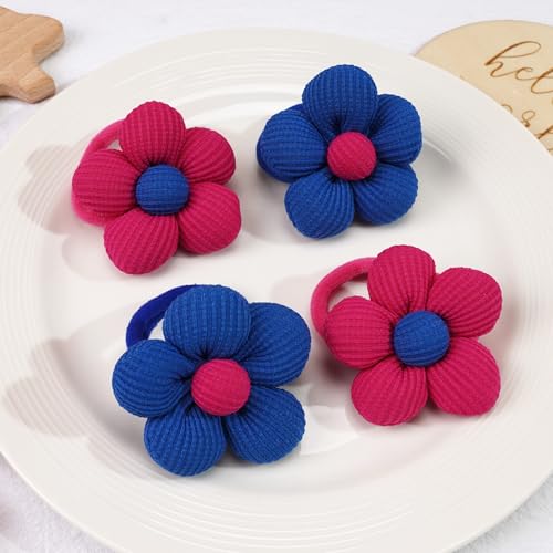 C?LLOT 10PCS Flower Hair Ties,4cm in Diameter Seamless Nylon Bands, Normal Ponytail Holders for Girls,Teens and Women
