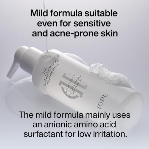 IOPE BIO Conditioning Essence Foam Facial Cleanser | Gentle Makeup Cleansing & Moisturizng for Sensitive Skin, Antioxidant, Daily exfoliation with PHA, Korean Face wash, 6.08 Fl Oz