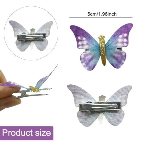 20Pcs Butterfly Hair Clips Moving Rainbow Glitter Clips Fairy Accessories for Women Hair Accessories for Teens Colorful Hair Clips