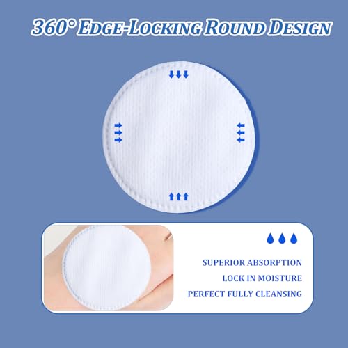 Round Cotton Pads for Face 120 Count, ISHOWBEST Boxed Makeup Remover Cotton Pad, 100% Pure & Natural Facial Cleansing Round Pads, Hypoallergenic, Lint-Free