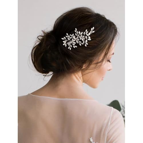 SWEETV Rhinestone Wedding Hair Comb Crystal Hair Pieces Bridal Side Combs Elegant Bride Hair Accessories Wedding Hair Clip for Women Girls Bridesmaid