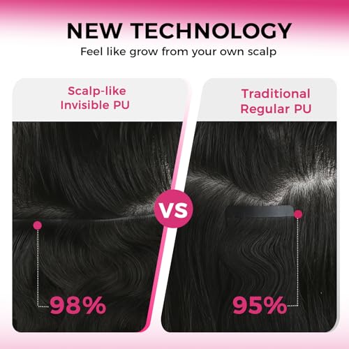 Lashey Invisi Edge Clip in Hair Extensions, 7pcs 110g 20 Inch Natural Black Seamless Clip in Hair Extensions Human Hair Body Wave Real Remy Human Hair