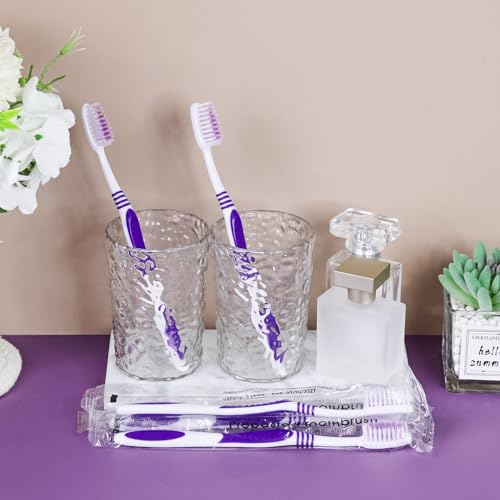 200 Prepasted Disposable Toothbrushes Individually Wrapped Pre Pasted Toothbrushes Soft Bristle Travel Tooth Brush Single Use Wrapped for Hotel, Camping, Travel and Gift for The Homeless (purple)